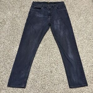 Lee Regular Fit Jeans Mens Dark Wash Straight Leg Denim 5 Pocket Classic 33x30